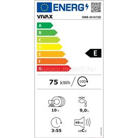 VIVAX DWB-451072D programok száma: 7, beépíthető, 10 terítékes mosogatógép DWB-451072D small