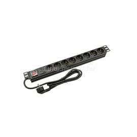 WALISEC PDU-EU08S hálózati elosztó (Schuko, 8 Schuko, Rack 1U, 1,8m kábel, aluminium, fekete) PDU-EU08S small