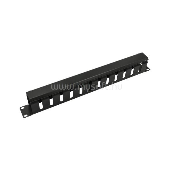 WALISEC rackszekrény kiegészítő - CM-04 (Kábel rendező panel, Gyűrű panel fém takaróval, 1U(19"), fekete)