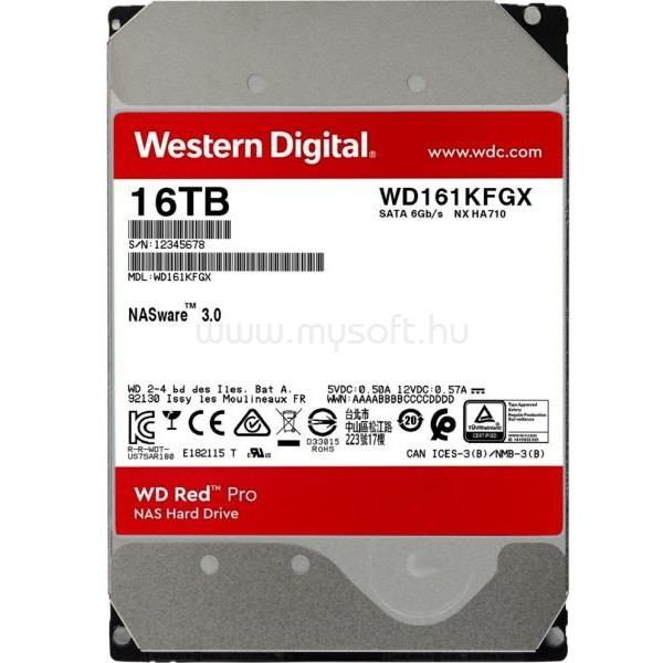 WESTERN DIGITAL HDD 16TB 3.5" SATA 7200RPM 512MB RED PRO NAS