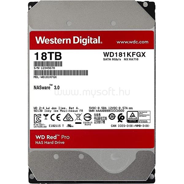 WESTERN DIGITAL HDD 18TB 3.5" SATA 7200RPM 512MB RED PRO NAS