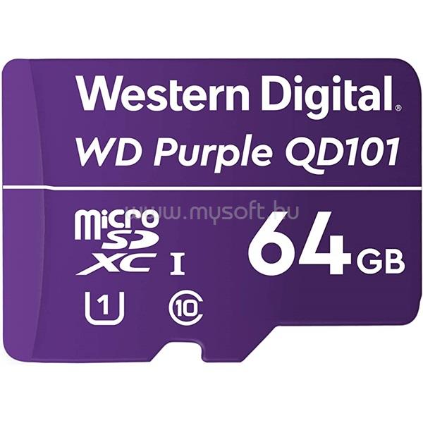 WESTERN DIGITAL MicroSD kártya - 64GB (microSDHCT, SDA 6.0, 24/7 működtetés, Purple)