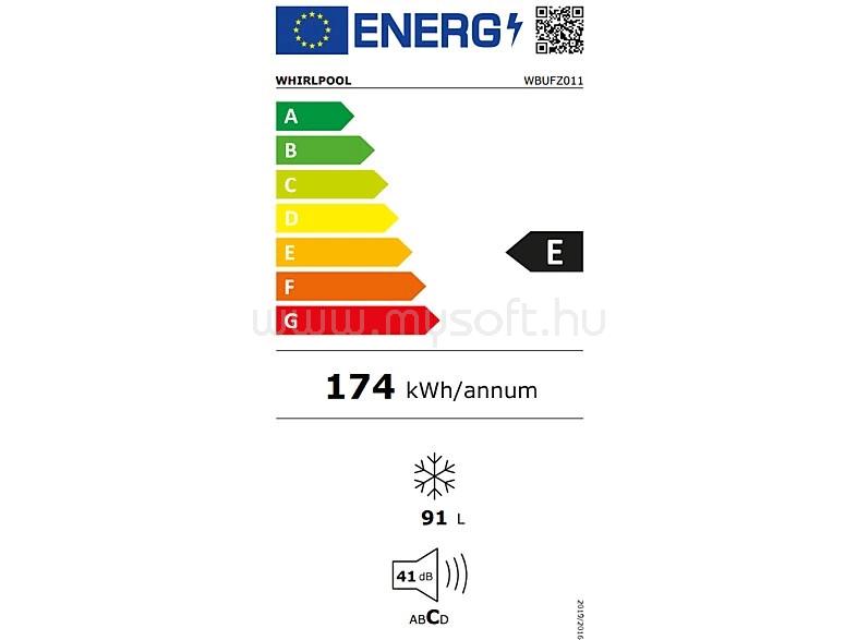 WHIRLPOOL FAGYASZTÓSZEKRÉNY BEÉPÍTHETŐ 3 REKESZ, 91 L