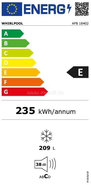 WHIRLPOOL FAGYASZTÓSZEKRÉNY BEÉPÍTHETŐ 8 REKESZ, 210 L, NO FROST
