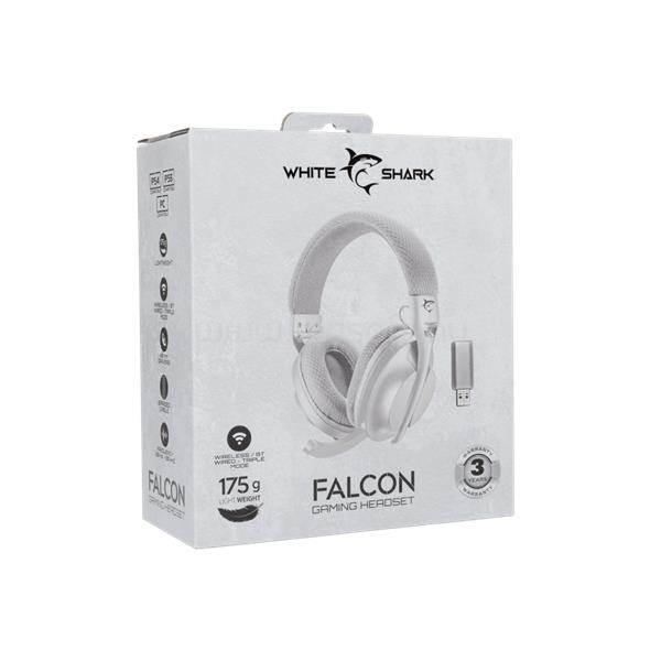 WHITE SHARK FALCON-W, GH-2441W, vezeték nélküli gamer headset (fehér)