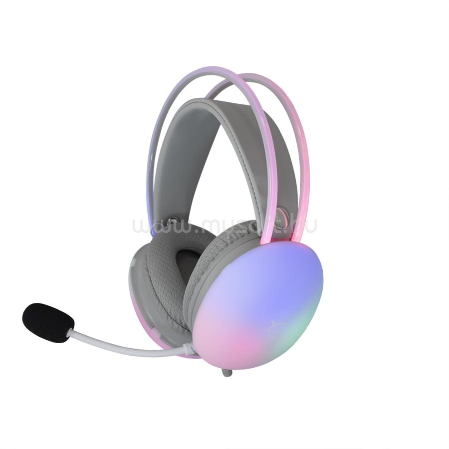 WHITESHARK FIREFLY-W gamer vezetékes headset (fehér/RGB)