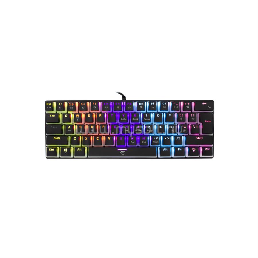 WHITE SHARK GK-2202B/BL-US ASHIKO 60%-os mechanikus (kék switch) gamer vezetékes billentyűzet angol lokalizáció (fekete)