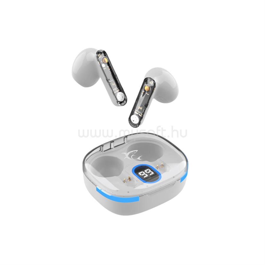 WHITE SHARK HYPERBEAT-W, GEB-TWS37W bluetooth In-ear fülhallgató mikrofonnal (fehér)