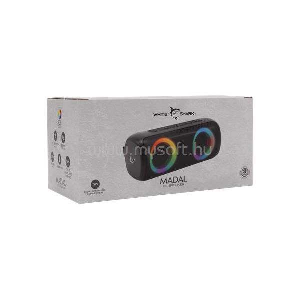 WHITE SHARK GBT-876 MADAL BLUETOOTH HANGSZÓRÓ 2X10W, TWS, fekete