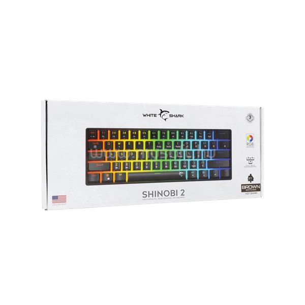 WHITE SHARK WHITE SHARK GK-004131B/BR-US SHINOBI-2/B-BR-US mech. bill. 61 barna gomb,fekete,angol