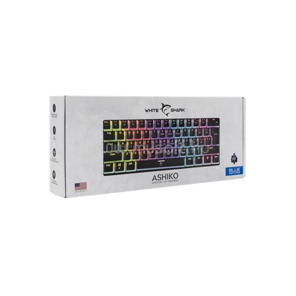 WHITE SHARK WHITE SHARK GK-2202-2B/BL-US ASHIKO-2/B/BL-US fekete mech.bill. angol, 61 kék kapcs.