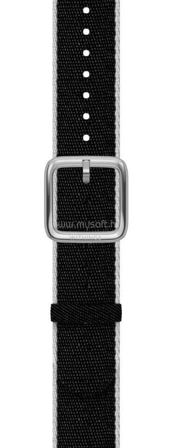 WITHINGS Polyethylene terephthalate Wristband 18mm w Silver buckle for Scanwatch 38mm, Steel HR 36mm, Move, Move ECG, Steel - Black & White