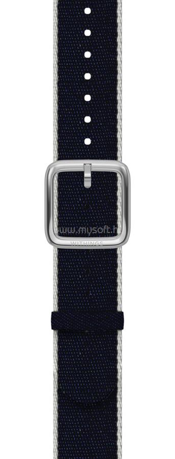 WITHINGS Polyethylene terephthalate Wristband 18mm w Silver buckle for Scanwatch 38mm, Steel HR 36mm, Move, Move ECG, Steel - Blue & White