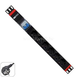 WP Multiple Socket for rack 19"- 6 Italian/Schuko sockets  with 2P circuit braker 1A/60A, 1 unit  - Schuko Plug WPN-PDU-G02-06 small