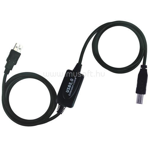WIRETEK Kábel USB Összekötő A-B,10m, Male/Male Aktív