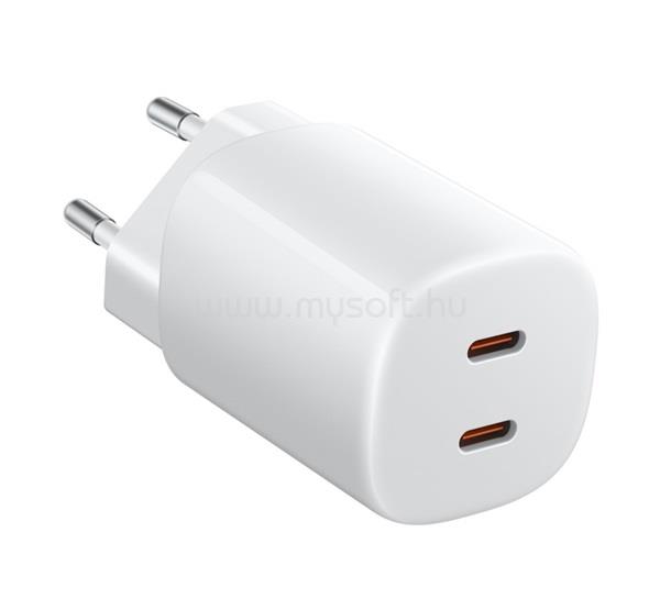 XIAOMI hálózati töltő 2 Type-C aljzat (45W, GaN, PD gyorstöltő 3.0) FEHÉR