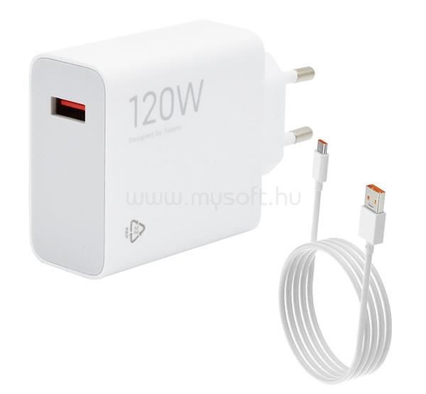 XIAOMI hálózati töltő USB aljzat (120W, PD gyorstöltő + Type-C kábel) FEHÉR