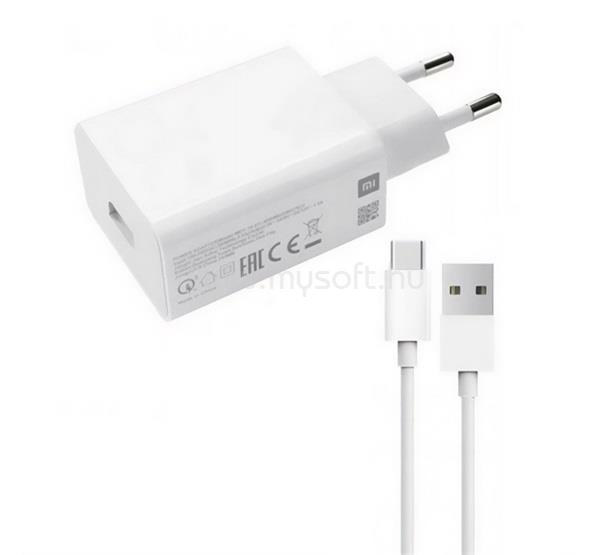 XIAOMI hálózati töltő USB aljzat 15W + Type-C kábel FEHÉR