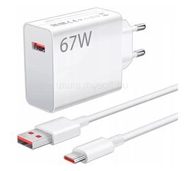 XIAOMI hálózati töltő USB aljzat 67W, PD gyorstöltő + Type-C kábel, FEHÉR MDY-14-EW small