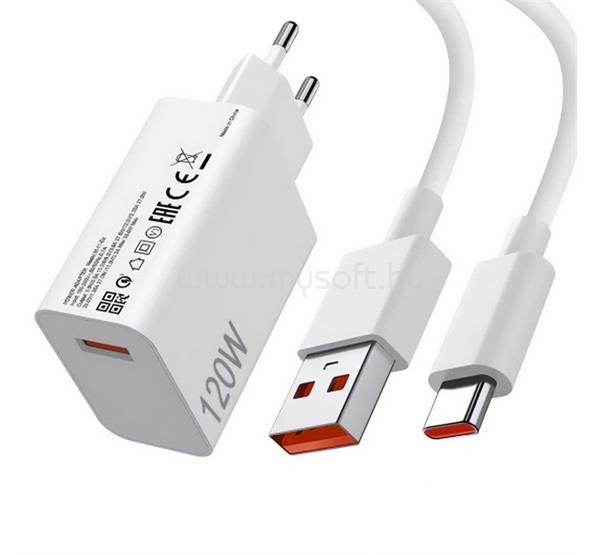 XIAOMI MDY-16-EN hálózati töltő USB aljzat (120W, PD gyorstöltő + Type-C kábel) FEHÉR