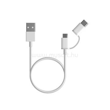 XIAOMI Mi 2-in-1 USB-A - Micro USB/USB-C kábel 1m - Fehér