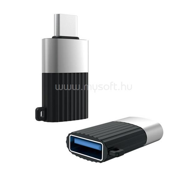 XO adapter USB aljzat - Type-C, OTG, FEKETE