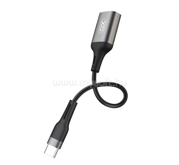 XO adapter kábel USB aljzat - Type-C, 15cm, FEKETE
