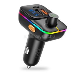 XO BCC09 bluetooth FM transmitter autós töltő 2 USB+Type-C aljzat v5.0, LED kijelző, FEKETE XO_XO-BCC09 small