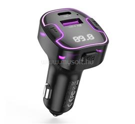 XO BCC12 bluetooth FM transmitter autós töltő USB+Type-C aljzat v5.3, LED kijelző, FEKETE XO_XO-BCC12 small