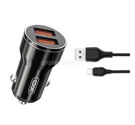 XO CC48 autós töltő 2 USB aljzat 2.4W + Type-C kábel FEKETE XO_XO-CC48 small
