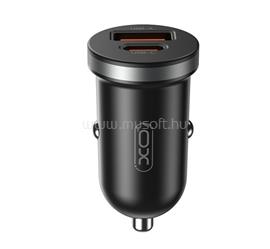 XO CC56 autós töltő USB+Type-C aljzat 30W, PD gyorstöltő, FEKETE XO_CC56 small