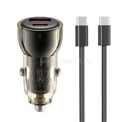 XO CC60 autós töltő USB+Type-C aljzat 60W, PD gyorstöltő + Type-C kábel, FEKETE XO_XO-CC60_TYPE-C_B small