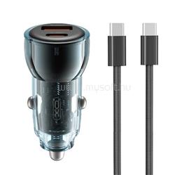 XO CC60 autós töltő USB+Type-C aljzat 60W, PD gyorstöltő + Type-C kábel, SÖTÉTKÉK XO_CC60_TYPE-C_BLUE small