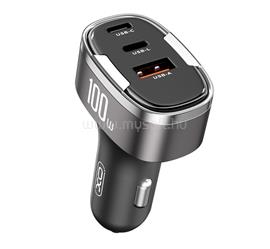 XO CC61 autós töltő USB+2 Type-C aljzat 100W, PD gyorstöltő + Lightning kábel, VILÁGOSSZÜRKE XO_CC61_LIGHTLING_GREY small
