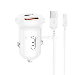 XO CC69 autós töltő USB+Type-C aljzat 30W, PD gyorstöltő + Type-C kábel, FEHÉR XO_CC69_W small