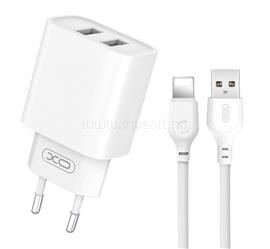 XO XO CE02C hálózati töltő 2 USB aljzat 10.5W + lightning kábel FEHÉR XO_XO-CE02C+L small