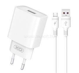 XO CE02D hálózati töltő USB aljzat 18W, PD gyorstöltő + microUSB kábel, FEHÉR XO_XO-CE02D_MICROUSB small