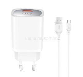 XO CE19 hálózati töltő USB aljzat 18W, PD gyorstöltő + microUSB kábel, FEHÉR XO_XO-CE19_MICRO small