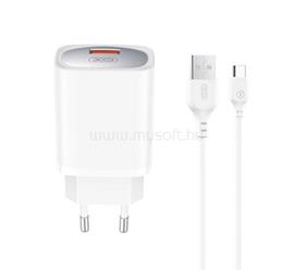 XO CE19 hálózati töltő USB aljzat 18W, PD gyorstöltő + Type-C kábel, FEHÉR XO_XO-CE19_C small