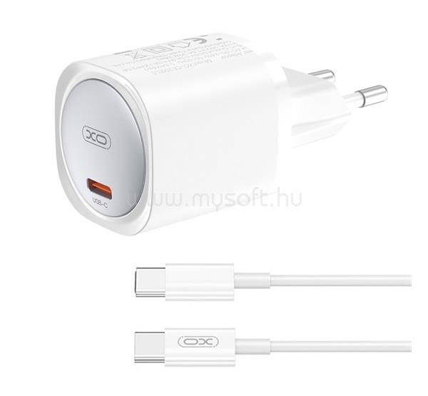 XO XO CE20 hálózati töltő Type-C aljzat 30W, PD gyorstöltő + Type-C kábel, FEHÉR