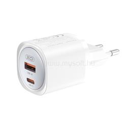 XO CE21 hálózati töltő USB+Type-C aljzat 30W, PD gyorstöltő 3.0, FEHÉR XO_CE21 small