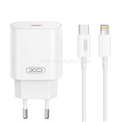 XO CE25 hálózati töltő Type-C aljzat 25W, PD gyorstöltő + lightning kábel, FEHÉR XO_CE25+LIGHTNING small