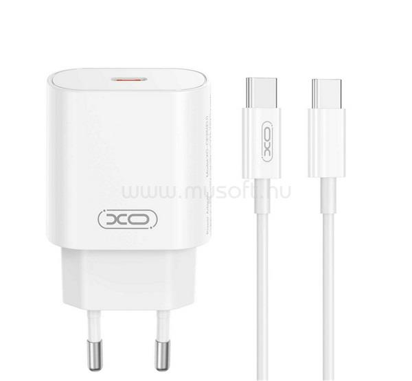 XO CE25 hálózati töltő Type-C aljzat 25W, PD gyorstöltő + Type-C kábel, FEHÉR