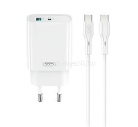 XO CE30 hálózati töltő USB+Type-C aljzat 30W, PD gyorstöltő 3.0 + Type-C kábel, FEHÉR XO_CE30+TYPEC small