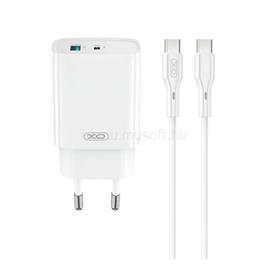XO CE30 hálózati töltő USB+Type-C aljzat (30W, PD gyorstöltő 3.0 + Type-C kábel) FEHÉR XO_XO-CE30+TYPEC small