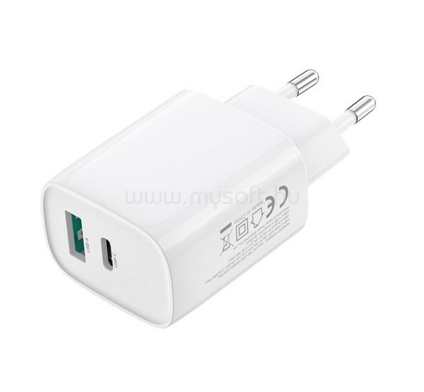 XO CE30 hálózati töltő USB+Type-C aljzat 30W, PD gyorstöltő 3.0, FEHÉR