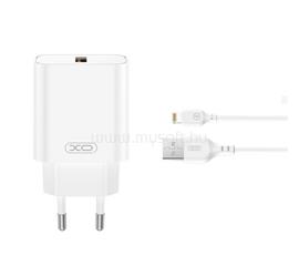 XO CE33 hálózati töltő USB aljzat 18W, gyorstöltő 3.0 + lightning kábel, FEHÉR XO_CE33+LIGHTNING small