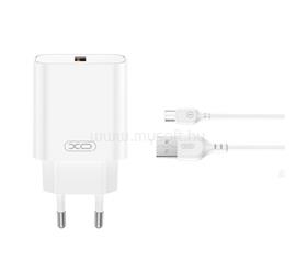 XO CE33 hálózati töltő USB aljzat 18W, gyorstöltő 3.0 + microUSB kábel, FEHÉR XO_CE33+MICROUSB small