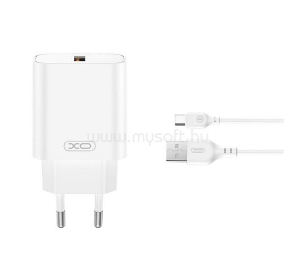 XO CE33 hálózati töltő USB aljzat 18W, gyorstöltő 3.0 + Type-C kábel, FEHÉR