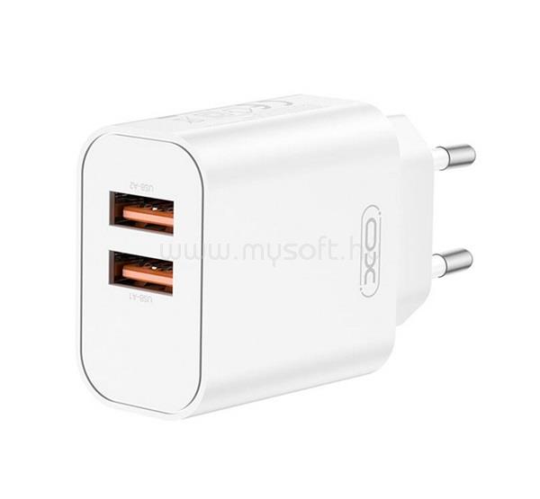 XO XO CE34 hálózati töltő 2 USB aljzat 12W, gyorstöltő, FEHÉR